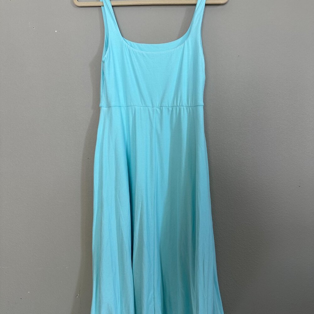Beyond Yoga Featherweight At The Ready Capri Blue Square Neck Midi Dress - Picture 4 of 5